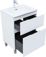 Тумба с раковиной Aquanet Алвита new 60 (Flat) напольная 2 ящ. цв. белый матовый 00345675 — фото 4, Тумбы с раковиной