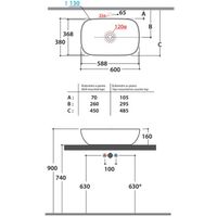 Раковина GLOBO T-EDGE на столешницу без отверстий цвет белый B6R60PA — фото 2, Раковины накладные
