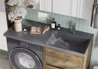 Раковина ЛОНДРИ 120, правая, графит арт-1A72243KLH21R — фото 10, Раковины встраиваемые сверху