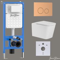 Комплект 3в1 IBERICA BLANCA инсталляция SILENCIO, унитаз TOLEDO ALTO белый, кнопка смыва INOX-О розовое золото матовое (IB001.TLA.234.8172) — фото 1, Комплекты унитаз + инсталляция