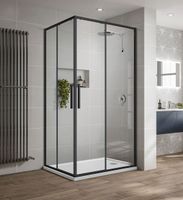 Душевой уголок Slim-U VSS-2SU900CLB, 900*900, м.черный, стекло прозрачное — фото 3, Душевые уголки