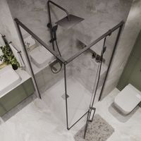 Душевое ограждение Niagara Nova NG-6832-34ВLACK (100х100х195) квадрат,черный матовый,двери распашные,стекло прозрачное,1 место NG-6832-34BLACK — фото 5, Квадратные душевые уголки