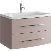 Подвесная тумба в цвете пепельная роза с двумя ящиками с умывальником из литьевого мрамора арт-NER0108PR — фото 5, Тумбы с раковиной