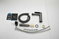 Смеситель для раковины с гигиеническим душем BELZ, оружейная сталь, арт-B12713-3 — фото 10, Смесители для раковины