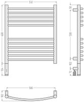 Полотенцесушитель электрический Сунержа Богема 3.1 выгнутая 600х500 МЭМ левый Состаренная латунь 051-6002-6050 — фото 3, Электрические полотенцесушители