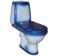 ПРЕМЬЕР Унитаз-компакт горизонт. вып. с арматурой, сиденьем, креплением, синий. ROSA Вн УкС313 — фото 1, Напольные унитазы