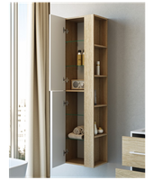 Подвесной универсальный левый/правый пенал 30см с двумя дверьми и системой открывания «push-to-open» и открытыми полочками. арт-Mai.05.04 — фото 1, Пеналы для ванной комнаты