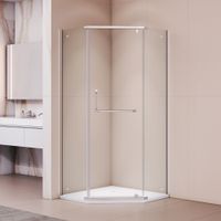 Душевой уголок RGW PA-081 100x100, профиль хром, стекло прозрачное/6 мм, арт-35088100-11 — фото 3, Душевые уголки трапеция