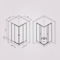 W94G-403-100100-MT1K X-joy душевое огражд квадратн.,раздвиж.двери 100x100 хром мат.,стекло прозрачн — фото 5, Душевые кабины и ограждения