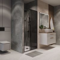 Дверь в нишу Niagara Nova NG-85-9TB (90х195) черный матовый,стекло тонированное,дверь раздвижная,1 место — фото 5, Раздвижные душевые двери