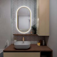 550x1050 Зеркало с подсветкой и подогревом, универсальный монтаж арт-AQM9108G — фото 1, Зеркала в ванную комнату