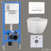 Комплект 3в1 IBERICA BLANCA инсталляция SILENCIO, унитаз BILBAO ALTO белый, кнопка смыва CRYSTAL-R белый глянцевый (IB001.BLA.231.2210) — фото 1, Комплекты унитаз + инсталляция