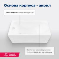 Акриловая ванна Aquanet Bright 170x75 (с каркасом) 00233141 — фото 9, Акриловые ванны