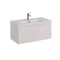 Тумба Lemark VEON MINI 90 см под 1 раковину, подвесная, с 1 ящик, цвет корпуса, фасада: Белый глянец арт-LM02VM90T — фото 6, Тумбы под раковину