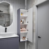 Пенал подвесной "КРИСТАЛЛ-35 см" универсальный графит матовый арт-303543 — фото 4, Пеналы для ванной комнаты