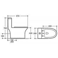 Унитаз-моноблок Azario Terni 350х670х760 напольный, безободковый, горизонтальный слив, сиденье дюропласт микролифт, цвет - белый мрамор арт-AZ-8618M — фото 12, Напольные унитазы