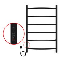 Полотенцесушитель электрический AZARIO VERONA 500/800 6 секций, диммер слева, черный арт-AZ04758B — фото 3, Электрические полотенцесушители