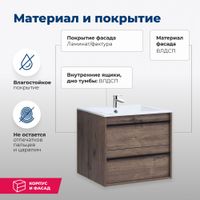 Мебель для ванной Aquanet Lino 60 дуб веллингтон арт-00273239 — фото 9, Комплекты мебели для ванной