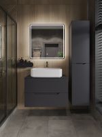 Orange Line тумба с раковиной подвесная 80 см, графит/белый арт-Li-80TugMDF+B07-600W — фото 5, Тумбы с раковиной