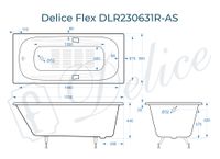 Ванна чугунная Delice Flex 170х80 с отверстиями под ручки и антискользящим покрытием DLR230631R-AS — фото 3, Чугунные ванны