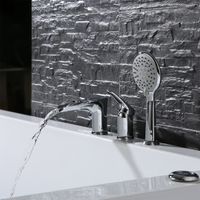 Omega Смеситель для ванны, на борт 3отв. с каскад.изливом 121мм лейка, р/ОД, хром, LM, арт-LM3145C — фото 1, Смесители на борт ванны