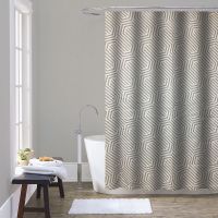 шторка д/в тканевая 180х200см "Бежевая геометрия" MZ-169 — фото 1, Шторки на ванну