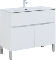 Тумба под раковину Aquanet Алвита New 100 1 ящик, 2 дверцы, белый матовый 00277554 — фото 1, Тумбы под раковину