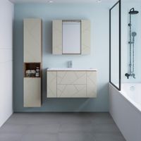 Тумба под раковину подвесная Бриклаер КРИСТАЛЛ латте, 100 см 4627125416897 — фото 4, Тумбы с раковиной