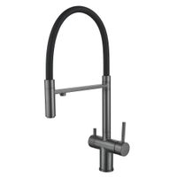 Смеситель для кухни с гибким изливом и подключением фильтра Maretti Calabria CA31RGF11, оружейная сталь — фото 1, Смесители для кухни