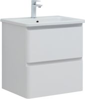 Тумба с раковиной Aquanet Эмбер 60 2 ящ. цв.белый матовый (раковина Luxury) 00332494 — фото 1, Тумбы с раковиной