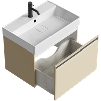 Подвесная тумба 66 см с одним ящиком в цвете капучино светлый, с умывальником арт-PUR0165KS — фото 2, Тумбы с раковиной