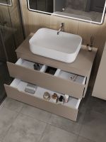 Orange Line Li-100TuLMDF+B03-600W тумба с раковиной подвесная 100 см, латте/белый Li-100TuLMDF+B03-600W — фото 4, Тумбы с раковиной