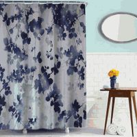 шторка д/в тканевая 180х180см "Синие листочки" MZ-84 — фото 1, Шторки на ванну