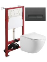 Agger Унитаз подвесной безободковый TORNADO белый с инсталляцией, микролифт, кнопка смыва черная арт-ATI09150+APB244 — фото 11, Комплекты унитаз + инсталляция