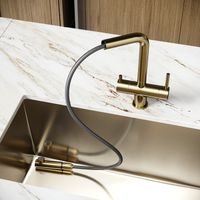 Смеситель для кухни SANCOS Spin с поворотным и вытяжным изливом, c краном для фильтрованной воды, цвет брашированное золото, арт. арт-SC4015BG — фото 8, Смесители для кухни