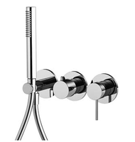 Смеситель для душа, Fima Carlo Frattini, Spillo Up, монтаж-настенный встраиваемый, отверстия для монтажа-3, ручной душ-в комплекте, держатель для душа-в комплекте, гибкий шланг хромалюкс 1500 мм-в комплекте, внутренняя часть-необходимо заказать, цвет-хром арт-F3049WX8CR — фото 1, Смеситель для душа