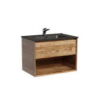 Тумба подвесная SANCOS Marmi 1.0 690х445х520 c одним ящиком оснащенным доводчиками скрытого монтажа и открытой нишей, дуб чарльстон, арт. арт-MR1.070ECH — фото 6, Тумбы под раковину