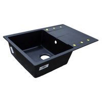 Кухонная мойка AZARIO Izmir 740х480х197 кварцевая, прямоугольная, сифон в комплекте, цвет Черный арт-CS00097684 — фото 1, Кухонные мойки