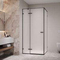 Душевой уголок RGW SV-030-B 100х100см, квадратный, профиль чёрный, стекло матовое, арт-353203000-24 — фото 2, Квадратные душевые уголки