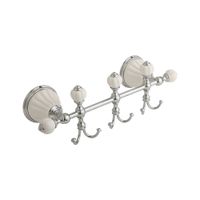 OLIVIA Планка с тремя крючками, L35 см, керамика белая, хром арт-17494 — фото 1, Крючки для полотенец