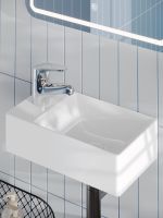 Товар: Agger Раковина подвесная правая санфарфор, белый глянец арт-ASH131375R - фото 2 Agger Раковина подвесная правая санфарфор, белый глянец арт-ASH131375R — фото 2, Раковины подвесные