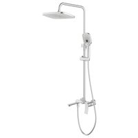 Душевая система Azario Escaro с квадратным тропическим душем, керамический картридж, шланг 150 см, сатин арт-AZ-K2374BN — фото 1, Душевые стойки