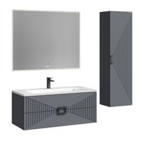 Тумба подвесная "ЛУКСОР-100 см" с 2-я ящ. графит матовая (ум. Блисс-100 см.) 1010059 — фото 2, Комоды и тумбы для ванной комнаты