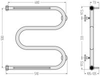 Полотенцесушитель водяной Сунержа М-образный 2 полки+ 500х500 Золото арт-03-4008-5050 — фото 2, Водяные полотенцесушители