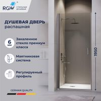 Душевая дверь RGW LE-003Gr 60x195, профиль серый, стекло прозрачное/6 мм, арт-351200306-110 — фото 1, Распашные душевые двери