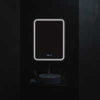 600х800 Зеркальный шкаф ЛЕВЫЙ с подсветкой, подогревом и часами, корпус Антрацит арт-AQM9204 — фото 2, Зеркальные шкафы в ванную