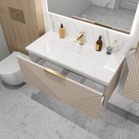 Тумба подвесная "БЛИСС-100 см" с 1 ящ. беж. матовая (ум. Блисс-100 см.) 1010049 — фото 5, Комоды и тумбы для ванной комнаты