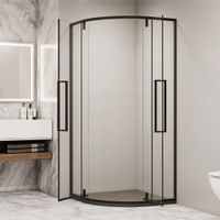 Душевой уголок RGW SV-53B 80x80, полукруглый, профиль черный, стекло прозрачное/6 мм, арт-06325388-14 — фото 3, Душевые уголки четверть круга