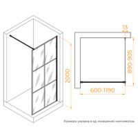 Душевая перегородка RGW WA-011B 90x200, профиль черный, стекло прозрачное(Принт)/8 мм, арт-35101190-84 — фото 7, Душевые перегородки