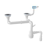 Сифон для кухонной мойки Nova NV1197, для двойной мойки, с отводом для стиральной машины — фото 1, Сифоны